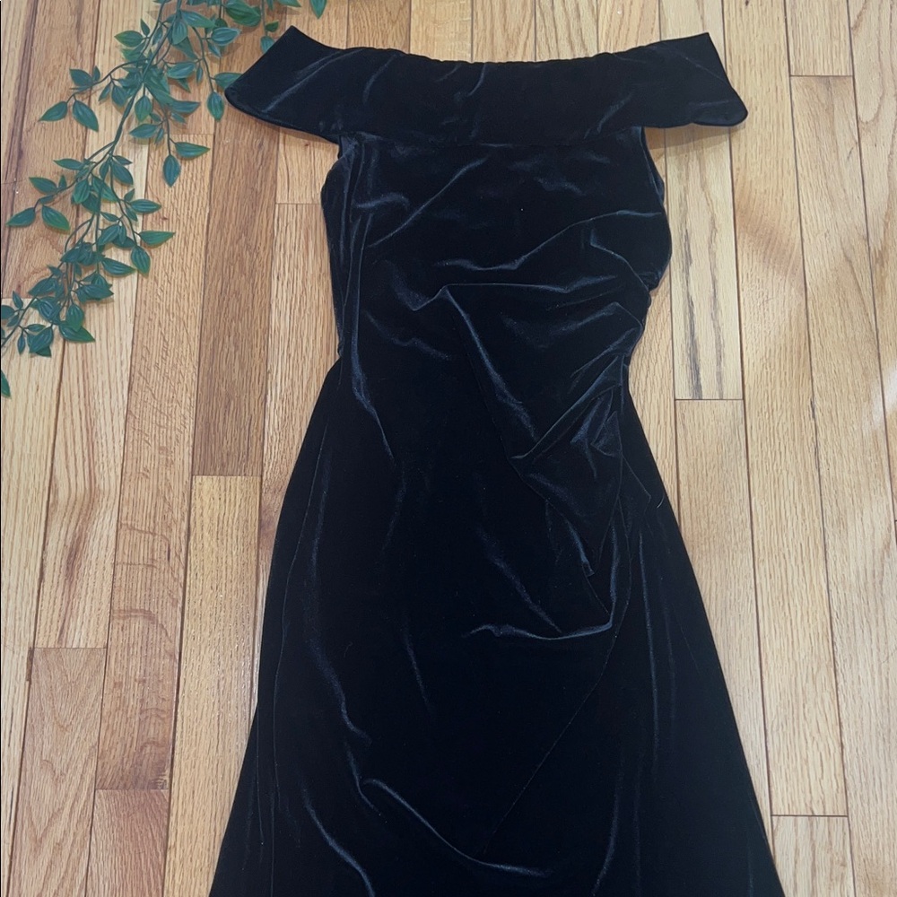 David's Bridal Off the Shoulder Black Dress